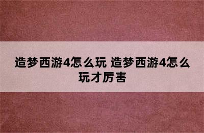 造梦西游4怎么玩 造梦西游4怎么玩才厉害